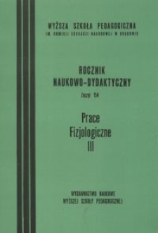 Rocznik Naukowo-Dydaktyczny. Z. 154, Prace Fizjologiczne. 3