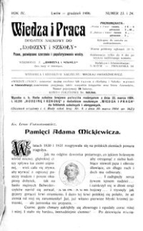 Wiedza i Praca : dodatek naukowy do Rodziny i Szkoły : pismo poświęcone szerzeniu i popularyzowaniu wiedzy. R. 4, Nr 23-24