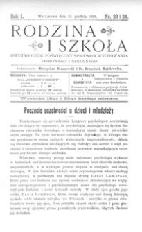 Rodzina i Szkoła : dwutygodnik poświęcony sprawom wychowania domowego i szkolnego. R. 1, Nr 23-24