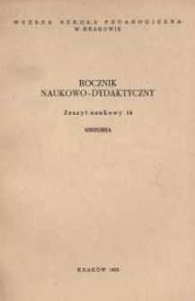 Rocznik Naukowo-Dydaktyczny. Z. 14, Historia