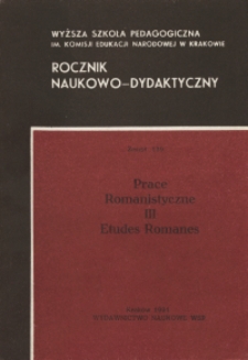 Rocznik Naukowo-Dydaktyczny. Z. 139, Prace Romanistyczne. 3