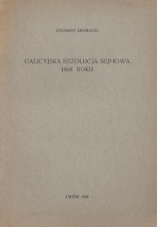 Galicyjska rezolucja sejmowa 1868 roku