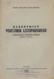 Uczestnicy powstania listopadowego wykluczeni z amnestji carskiej : (imienna ich lista)