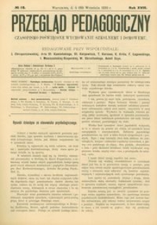 Przegląd Pedagogiczny : czasopismo poświęcone wychowaniu szkolnemu i domowemu. [Rok 1899]. R. 18, Nr 18