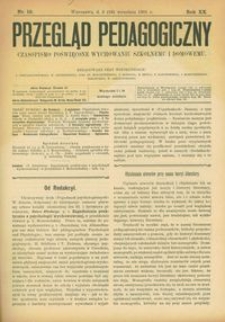 Przegląd Pedagogiczny : czasopismo poświęcone wychowaniu szkolnemu i domowemu. [Rok 1901]. R. 20, Nr 18