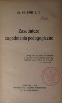 Zasadnicze zagadnienia pedagogiczne