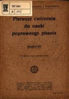 Pierwsze ćwiczenia do nauki poprawnego pisania : stopień IIIci