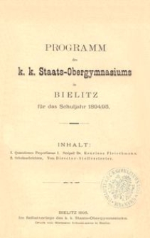 Programm des k. k. Staats-Obergymnasiums in Bielitz für das Schuljahr 1894/95