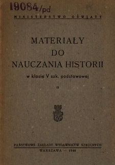 Materiały do nauczania historii w klasie V szk. podstawowej