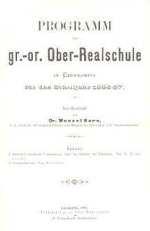 Programm der gr.-or. Ober-Realschule in Czernowitz für das Schuljahr 1886/87