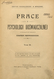 Prace z Psychologii Doświadczalnej, T. 2