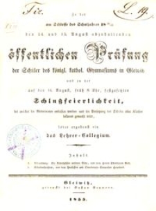 Zu der am Schlusse des Schuljahres 1854/55