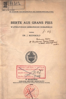 Ze studyów porównawczych nad średniowieczną epiką : Berte aus grans pies w literaturach germańskich i romańskich