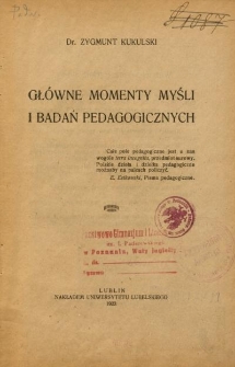 Główne momenty myśli i badań pedagogicznych