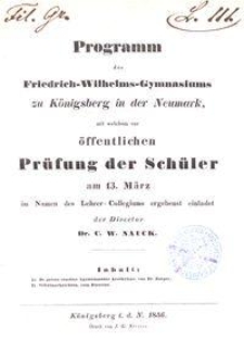 Programm des Friedrich-Wilhelms-Gymnasiums zu Königsberg in der Neumark