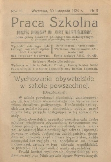 Praca Szkolna. Rok III. Nr 9 (1924)