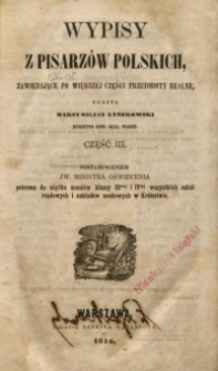 Wypisy z pisarzów polskich zawierające po większéj części przedmioty realne. Cz. 3